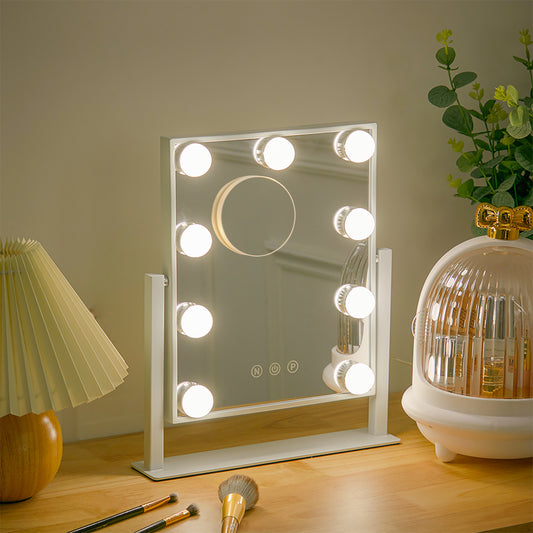 LED Square Hollywood Vanity Mirror with 10X Magnifying mirror