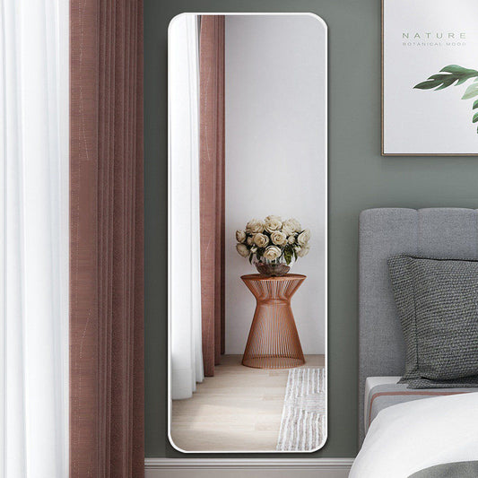 White Over the Door Full-Length Mirror With Rounded Corners