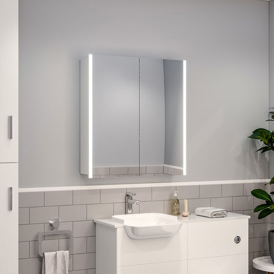Modern LED Bathroom Mirror Cabinet with Defogger, Shaver Socket
