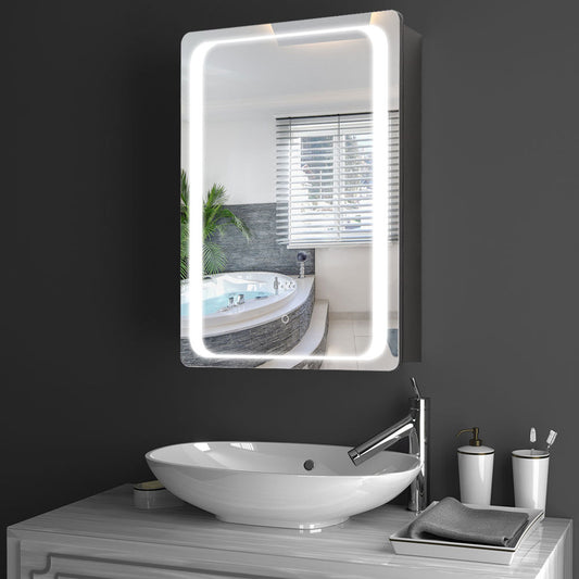 Rectangle Wall Mounted Mirror Cabinet with LED Lighting