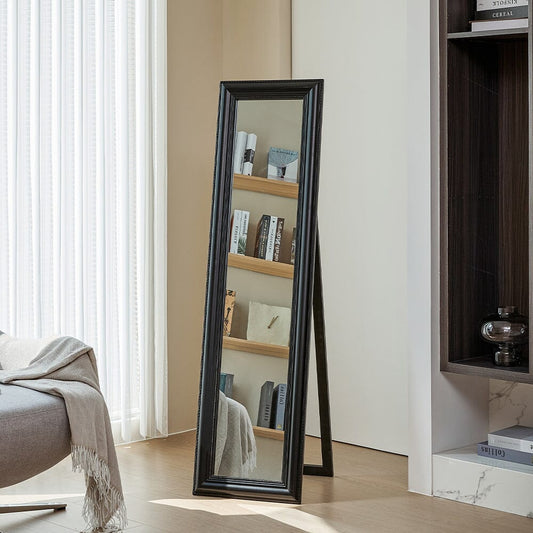 150cm H Full Length Mirror Classic Wood Beveled Floor Mirror