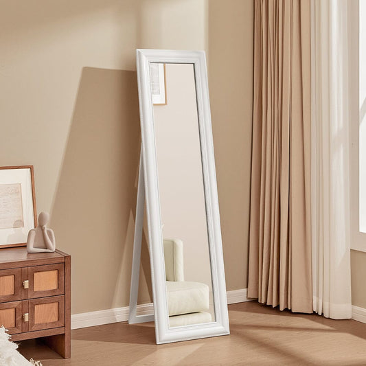 150cm H Modern White Framed Full Length Mirror Wood Beveled Floor Mirror