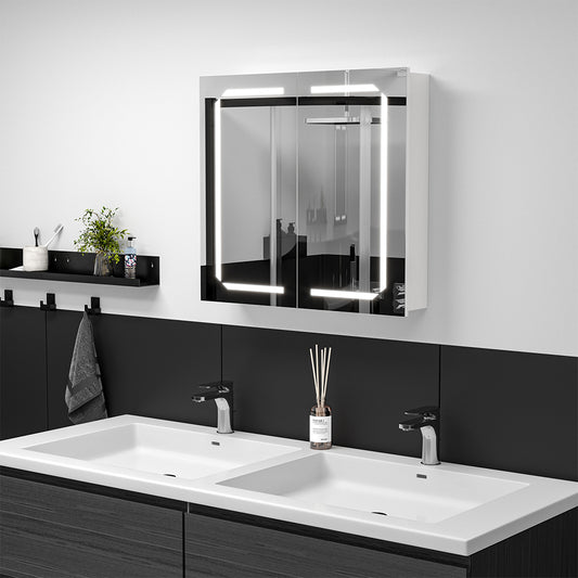 Rectangle Double Door LED Bathroom Mirror Cabinet