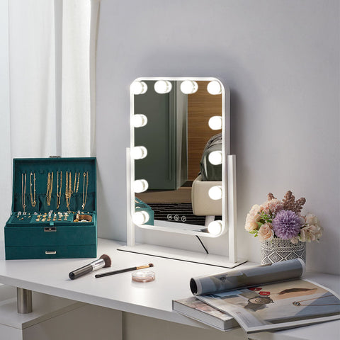 White Hollywood Vanity Makeup Mirror with 12 Bulbs-36x48cm