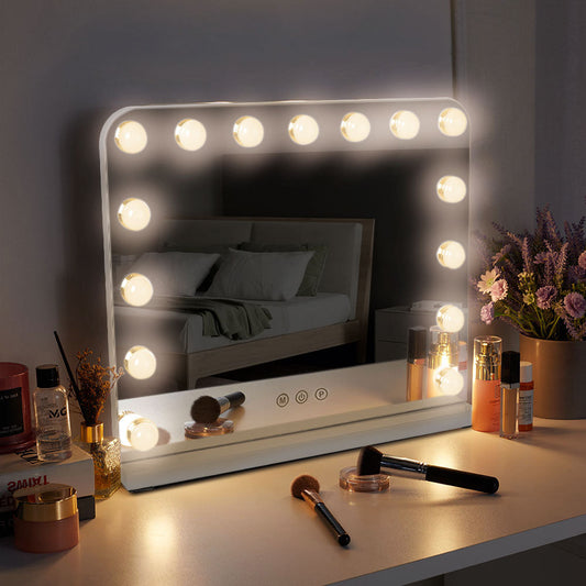 White Dimmable LED Free Standing Hollywood Mirror-50x40cm