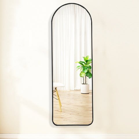 Modern Black Arched Full-Length Mirror with Thin Frame