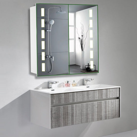Rectangle Double Door LED Bathroom Mirror Cabinet