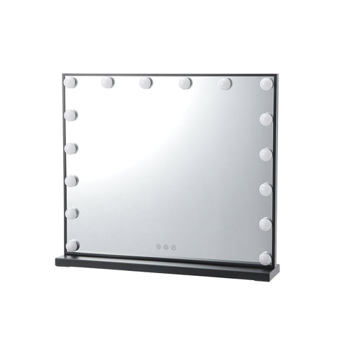 Black Tabletop Rectangle Hollywood LED Makeup Vanity Mirror-62x52 cm