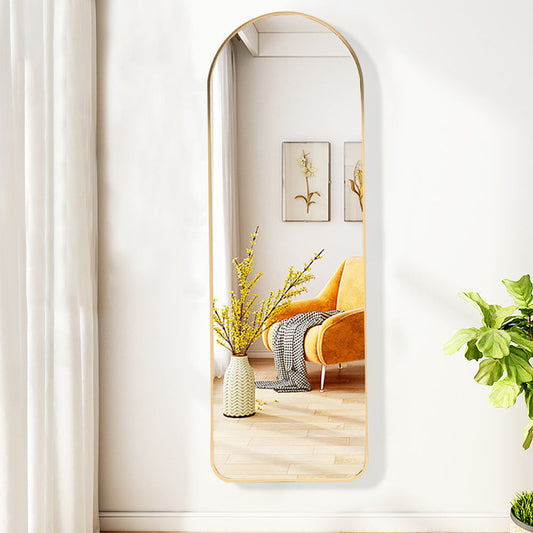 Modern Black Arched Full-Length Mirror with Thin Frame